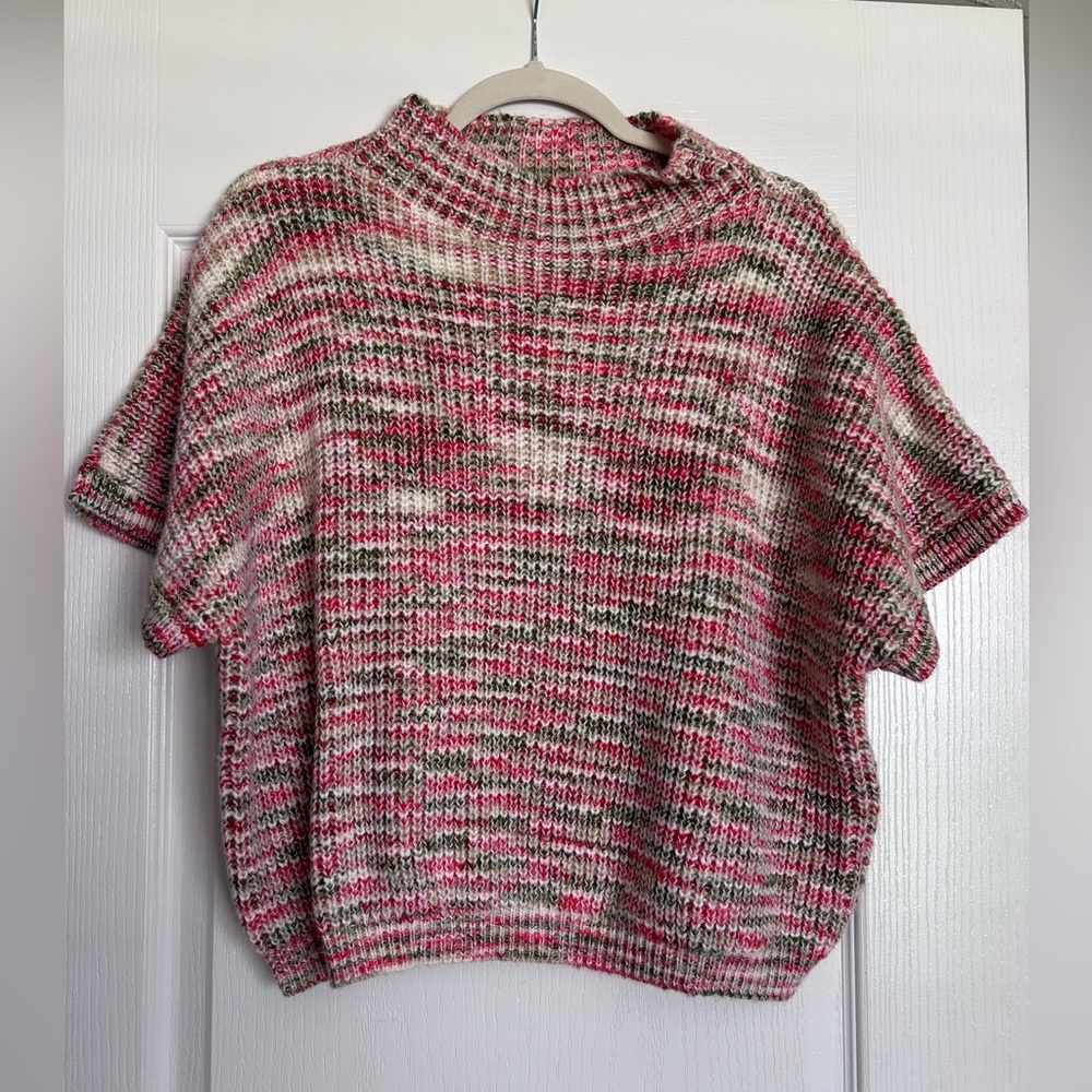 White Birch Pink and Gray Knit Turtleneck Sweater